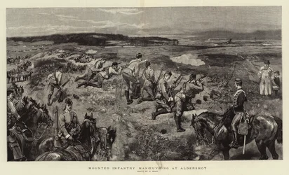 Mounted Infantry manoeuvring at Aldershot